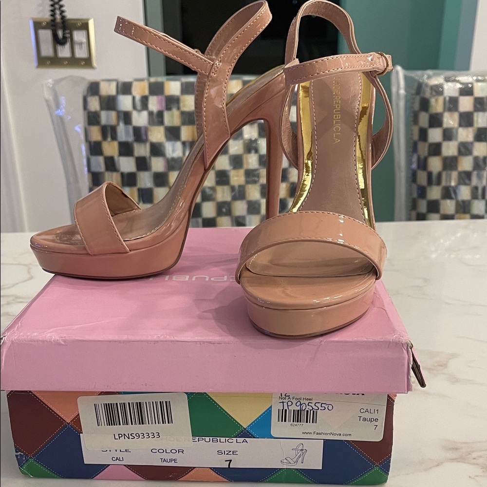 Chinese Laundry Nude Patent Leather Strappy Heels